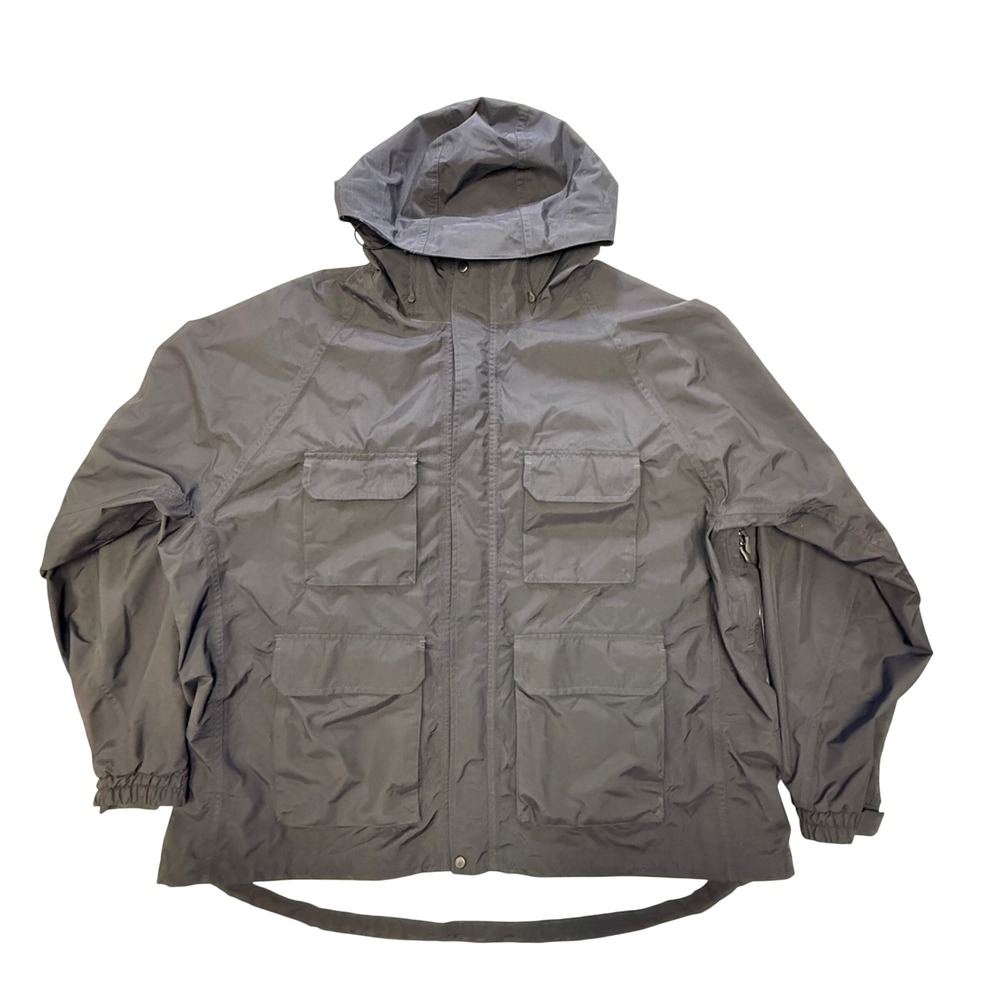 Duluth Trading Co Mens 3XL Black Shoreman's Hooded Utility Jacket 26716 Nylon
